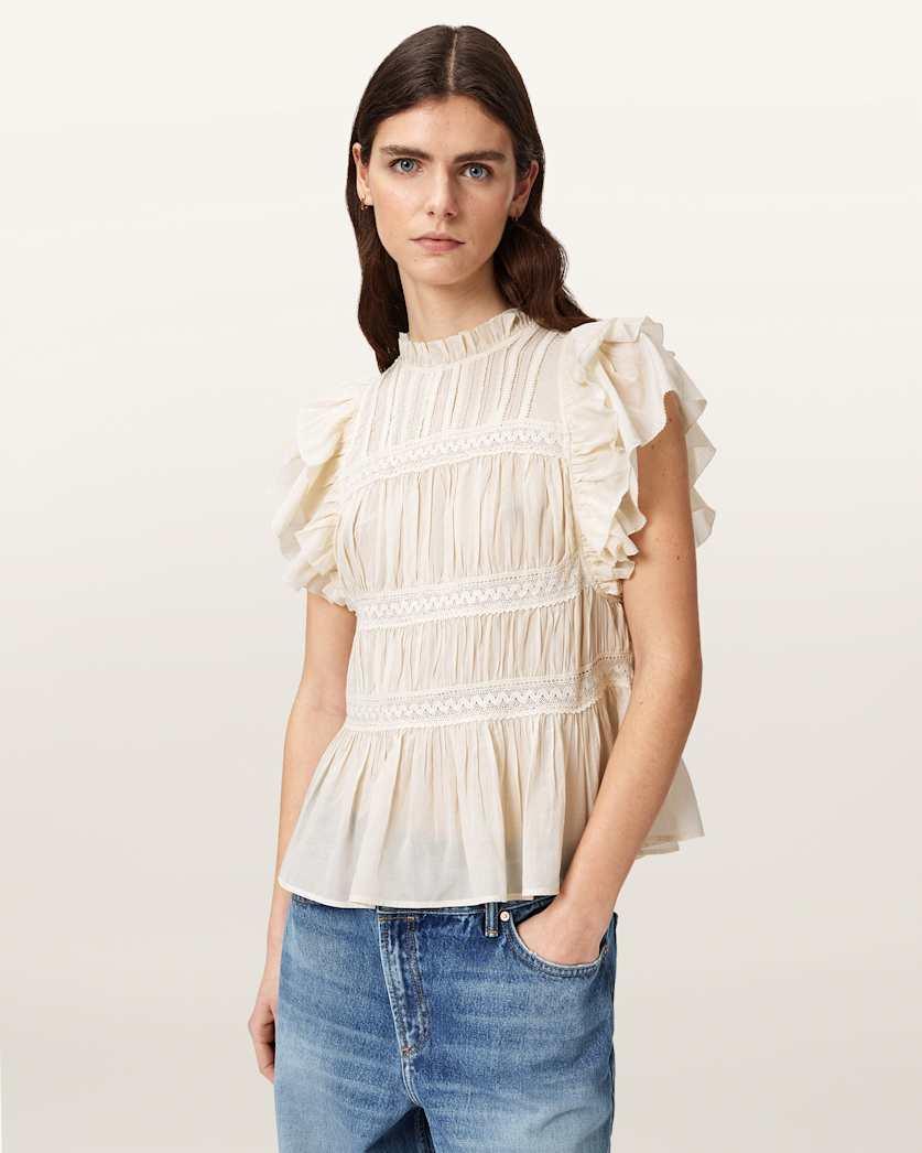 Harriet Short Sleeve Ruched Relaxed Fit Top by ALLSAINTS