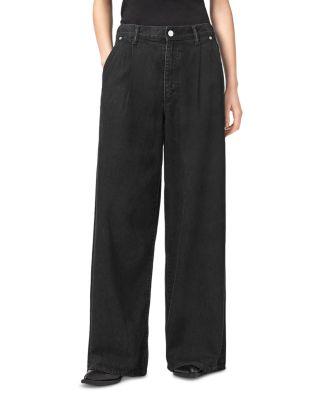 Haze Pleat High Rise Wide Leg Jeans in Washed Black by ALLSAINTS