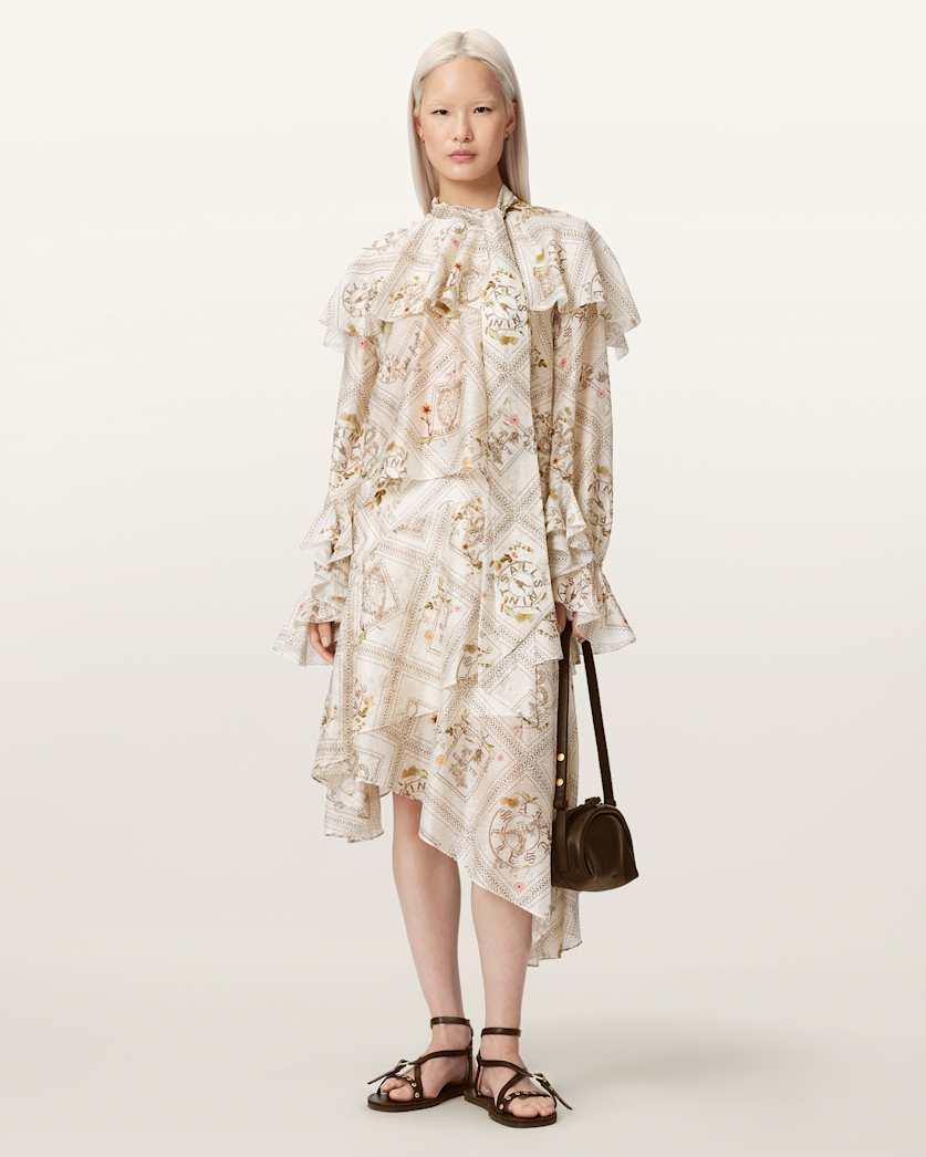 Heba Floral Organza Linen Blend Midi Skirt by ALLSAINTS