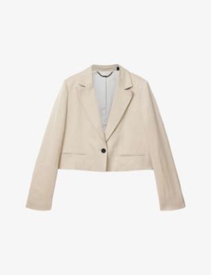 Helena Single-Breasted Cropped Linen-Blend Blazer by ALLSAINTS