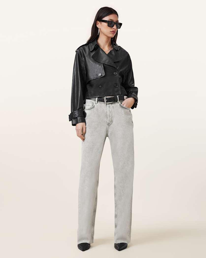 Hendry Cropped Leather Trench Coat by ALLSAINTS