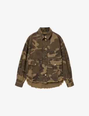 Hettie Camo-Print Stretch-Woven Shacket by ALLSAINTS