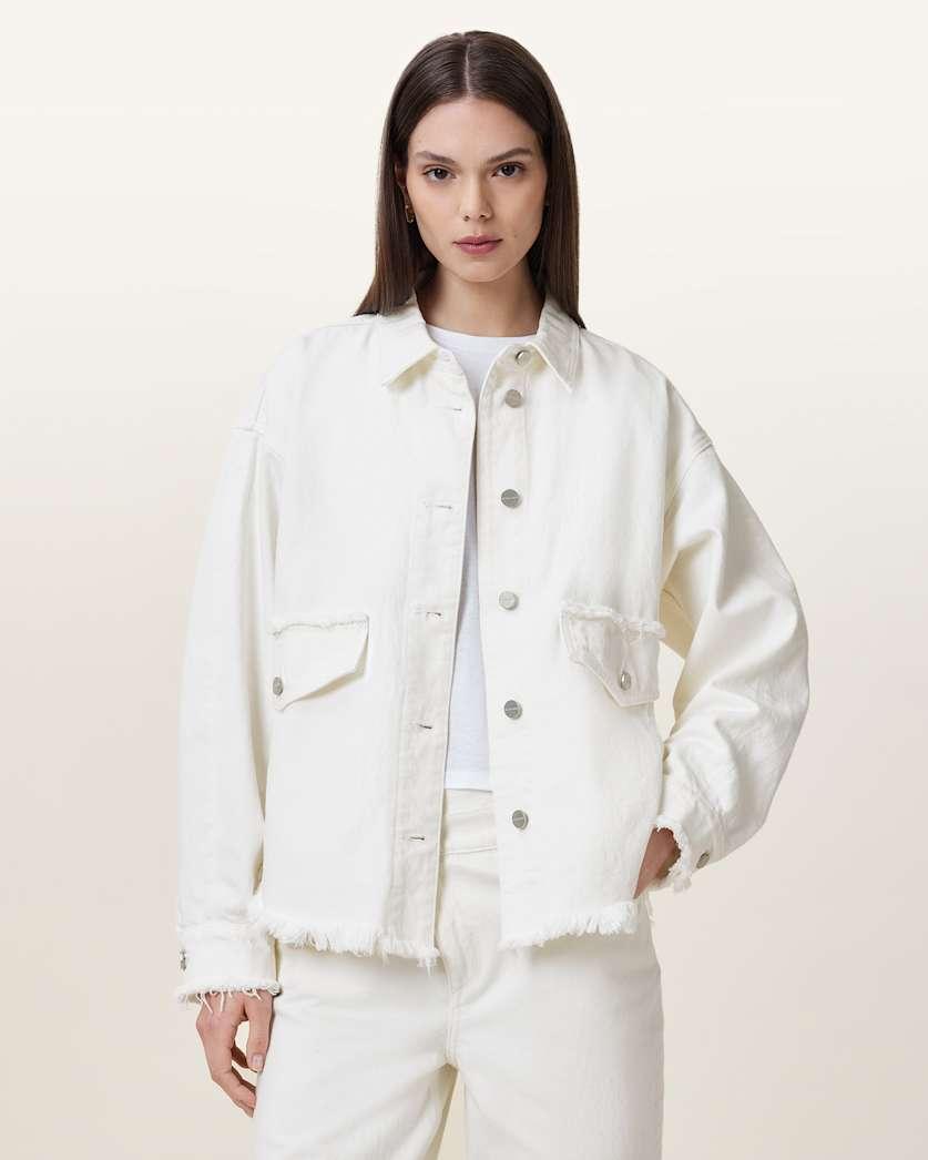 Hettie Frayed Oversized Cotton Shacket by ALLSAINTS