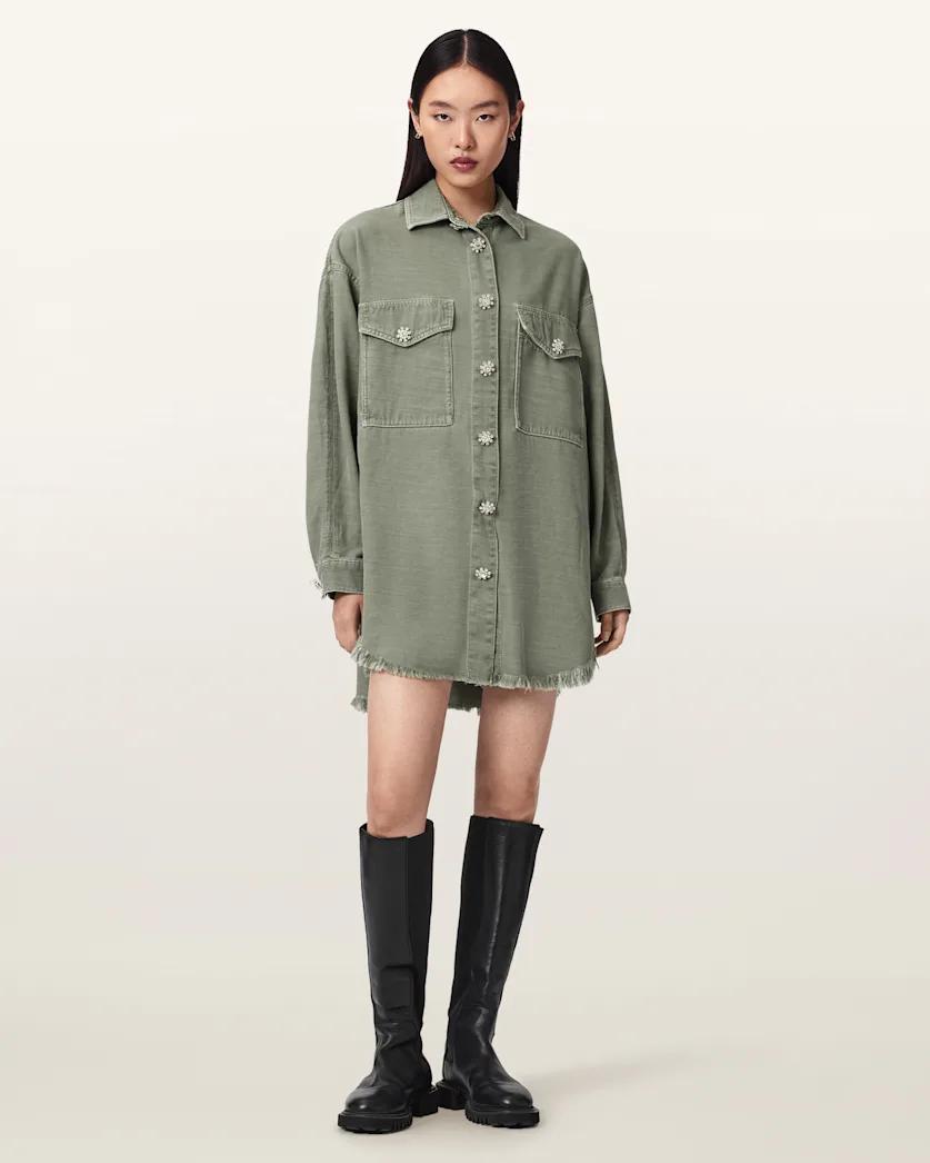 Hettie Oversized Long Sleeve Shacket Dress by ALLSAINTS