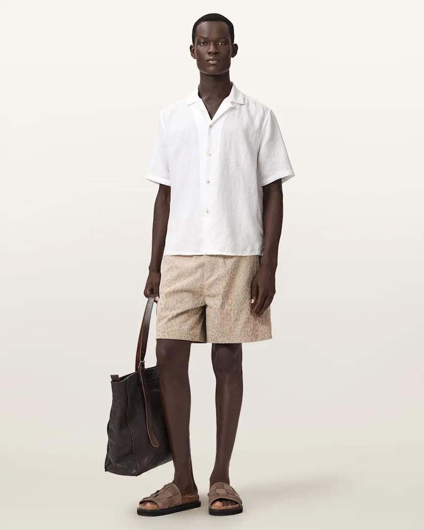 Hockley Relaxed Fit Suede Leopard Print Shorts by ALLSAINTS