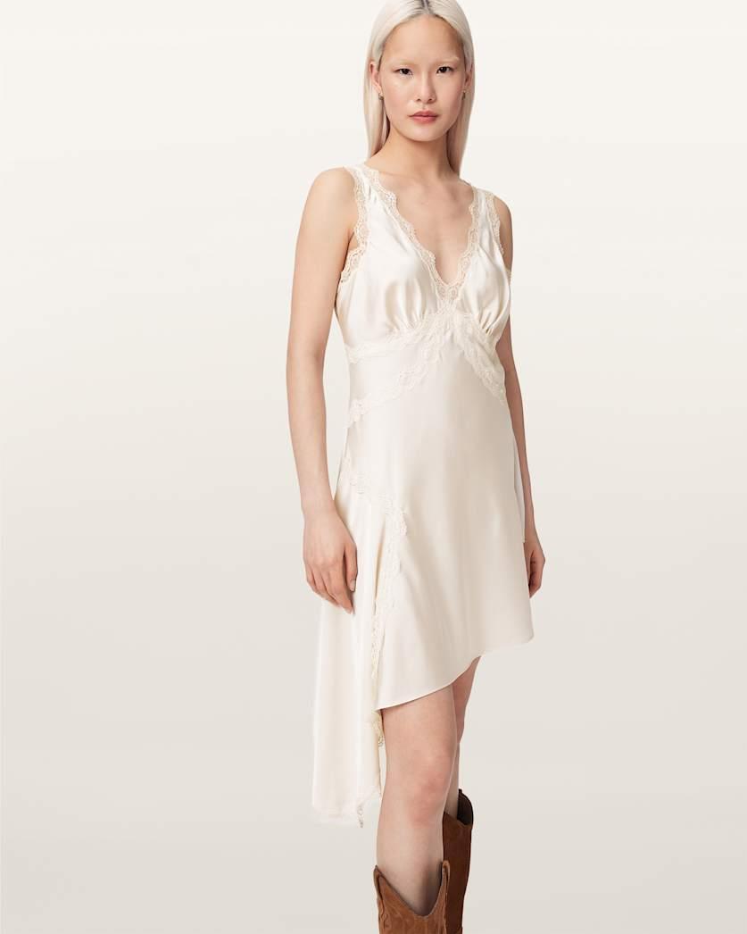 Ilka Asymmetric Lace Mini Dress by ALLSAINTS