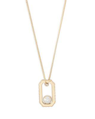 Imitation Pearl Pav&eacute; Hexagon Pendant Necklace by ALLSAINTS