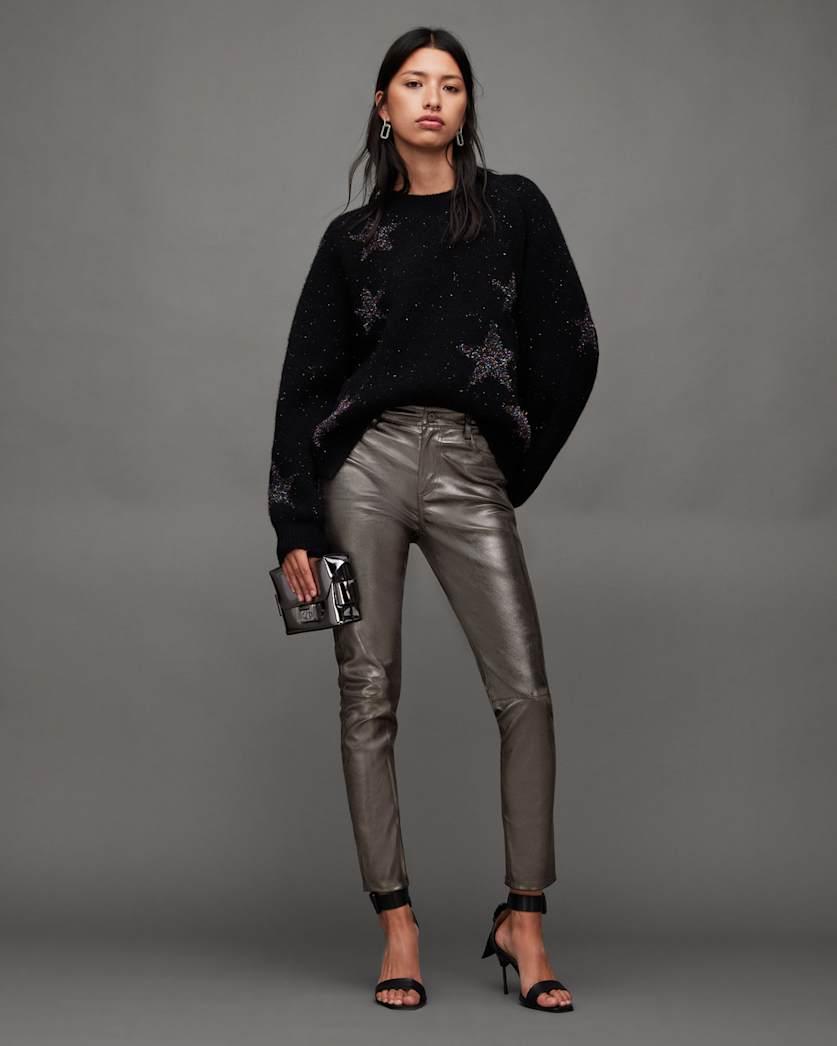 Ina Metallic Leather Trousers by ALLSAINTS