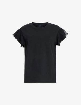 Isabel frill-sleeve organic-cotton T-shirt by ALLSAINTS