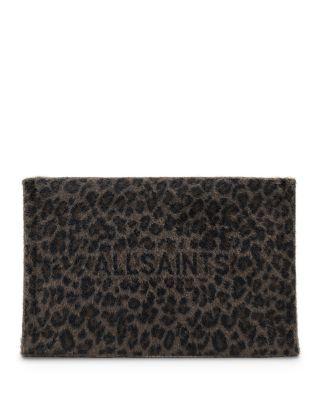 Izzy Leopard Print Zip Clutch by ALLSAINTS