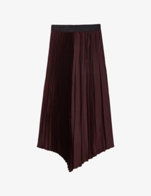 Jax Pleated Satin Midi Skirt by ALLSAINTS