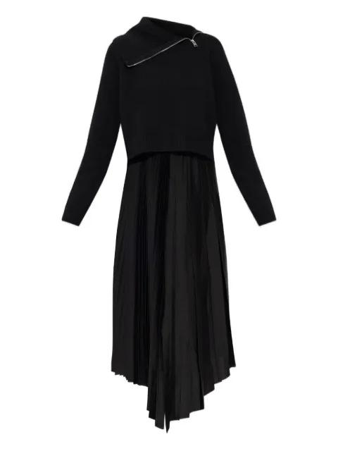 Jax zip-detail pleated midi dress by ALLSAINTS