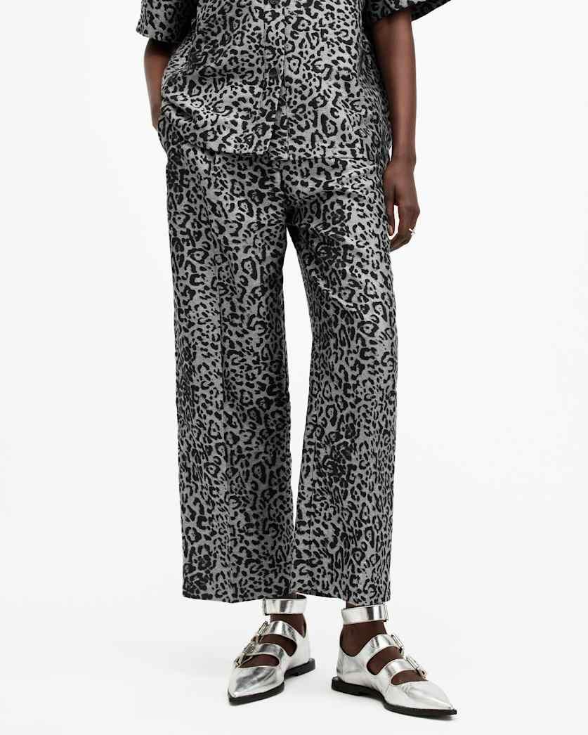 Jemi Leopard Print Metallic Trousers by ALLSAINTS Jemi Leopard Print Metallic Trousers by ALLSAINTS