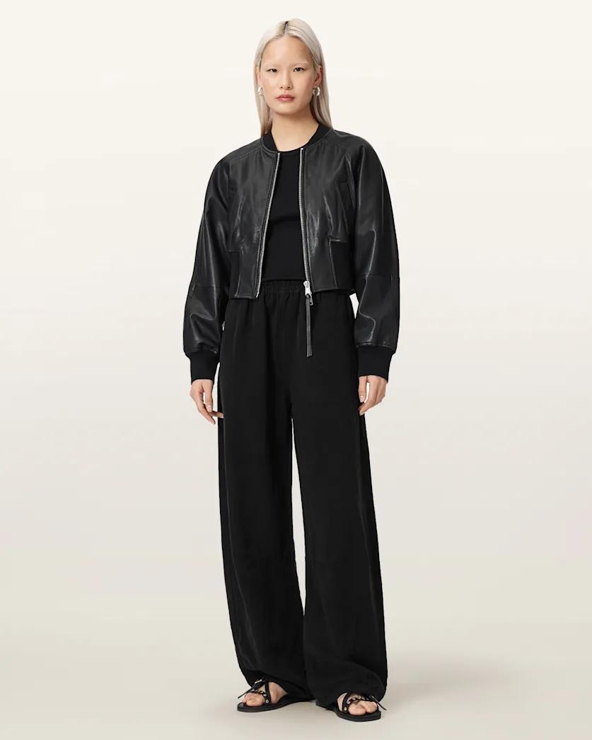 Jett Wide Leg Linen Blend Trousers by ALLSAINTS