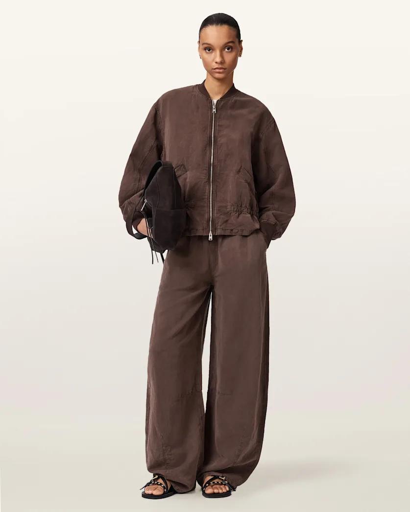 Jett Wide Leg Linen Blend Trousers by ALLSAINTS