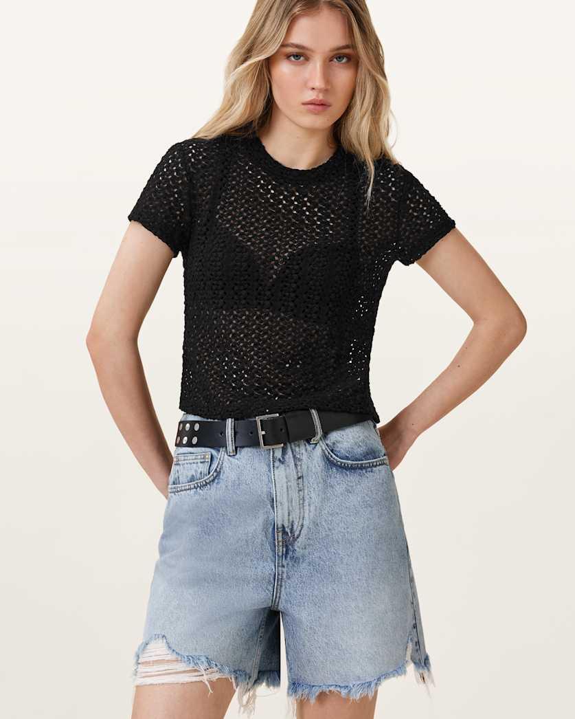 Karma Crochet Stevie Slim Fit T-Shirt by ALLSAINTS