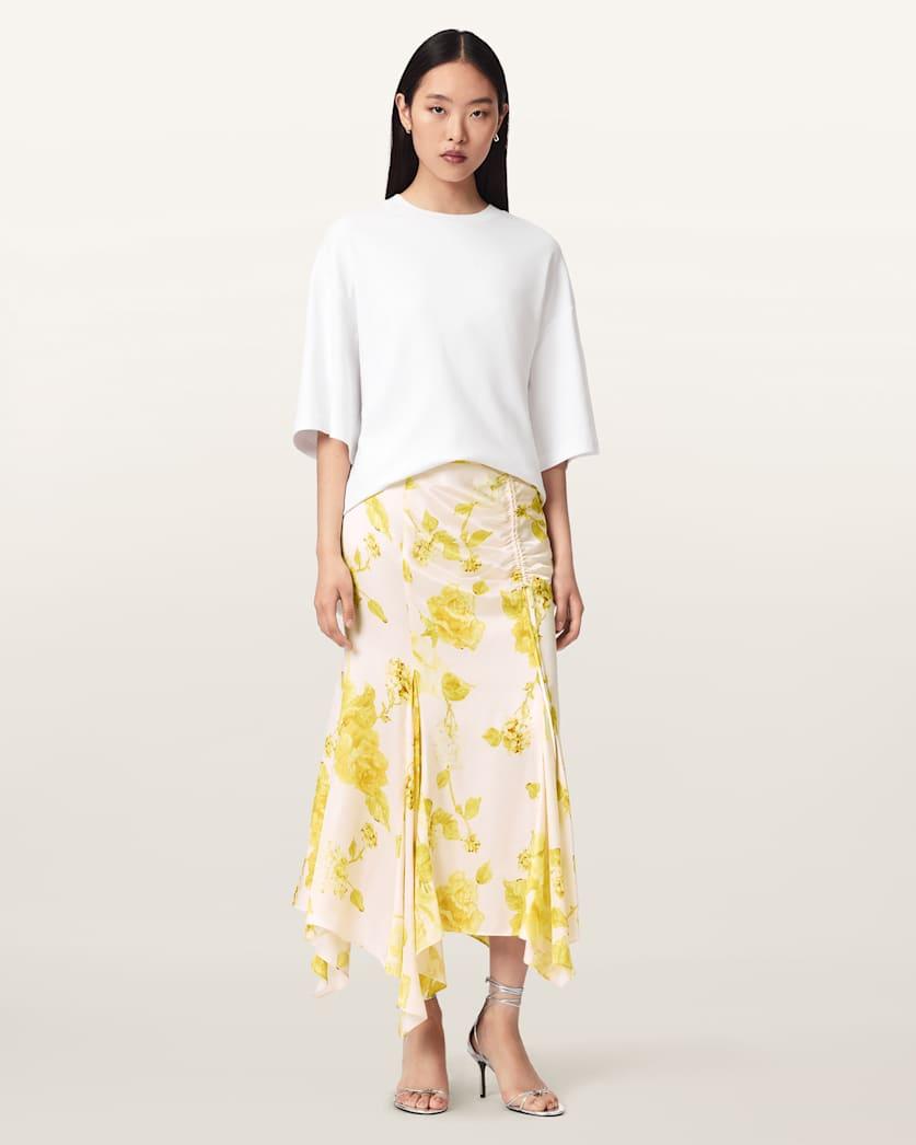 Kathy Satin Floral Midi Skirt by ALLSAINTS