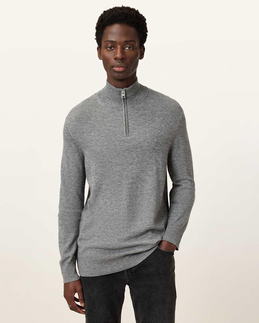 Kilburn Zip Funnel Neck Ramskull Jumper by ALLSAINTS