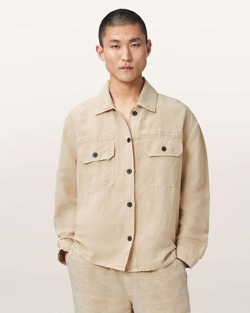 Korten Linen Blend Relaxed Fit Shacket by ALLSAINTS