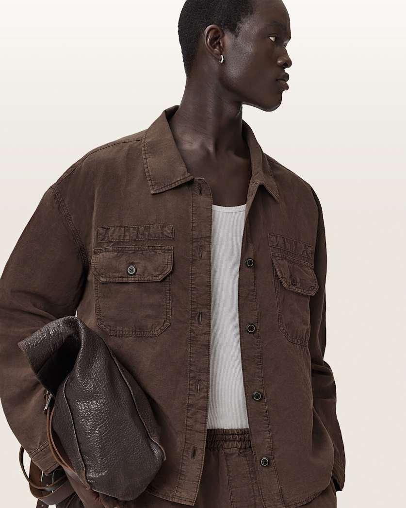 Korten Linen Blend Relaxed Fit Shacket by ALLSAINTS