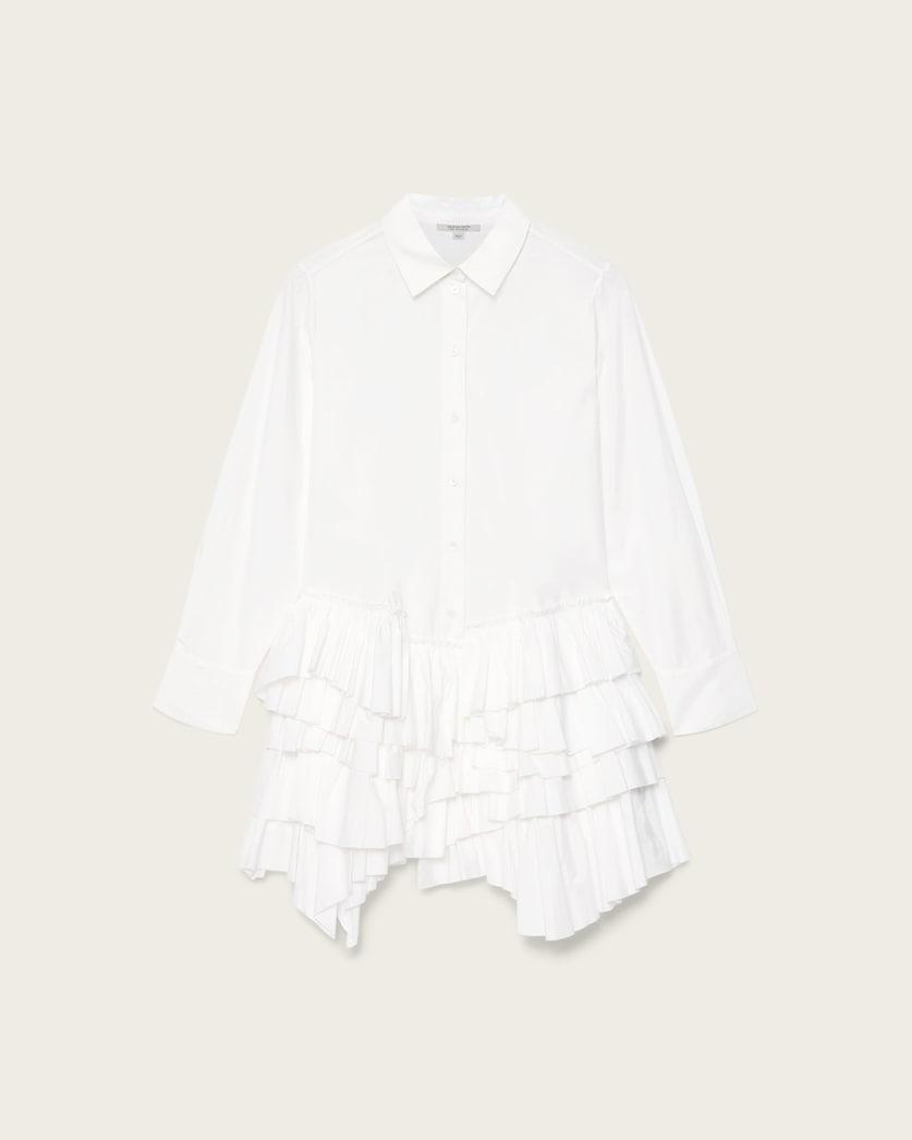 Kristi Ruffle Cotton Shirt Dress by ALLSAINTS