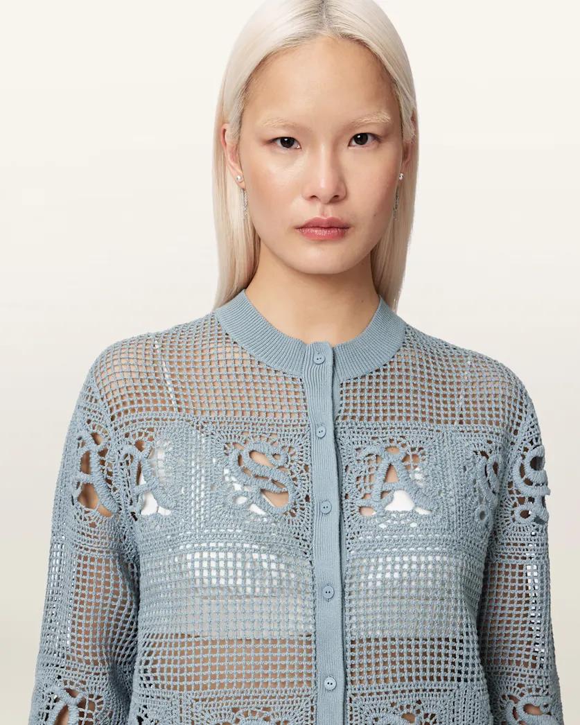 Kyra Open Knit Crochet Cardigan by ALLSAINTS