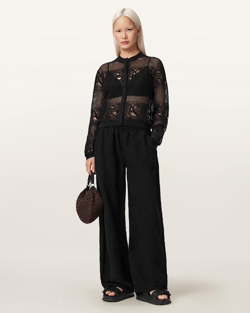 Kyra Open Knit Crochet Cardigan by ALLSAINTS