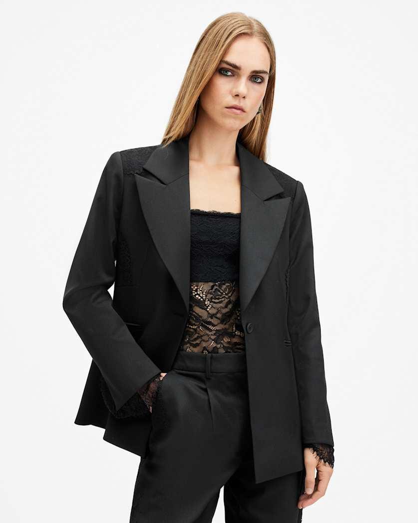 Lacey Tailored Lace Trim Blazer by ALLSAINTS