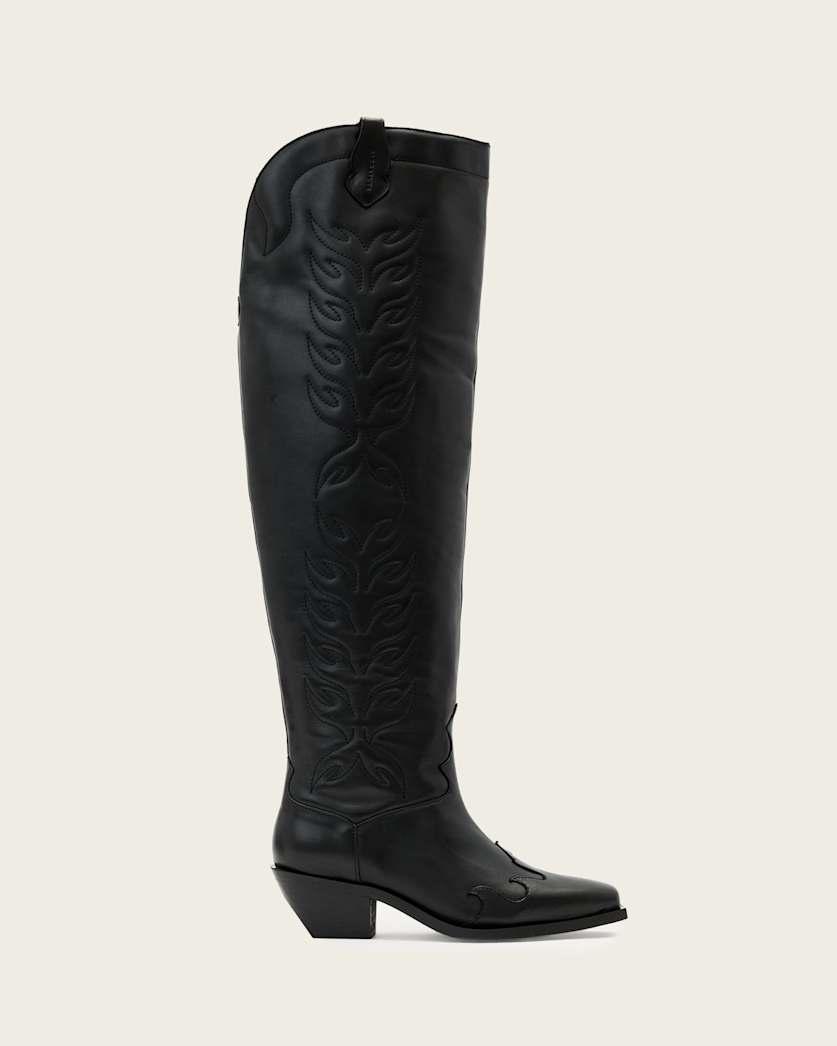Landon Leather Knee High Boots by ALLSAINTS