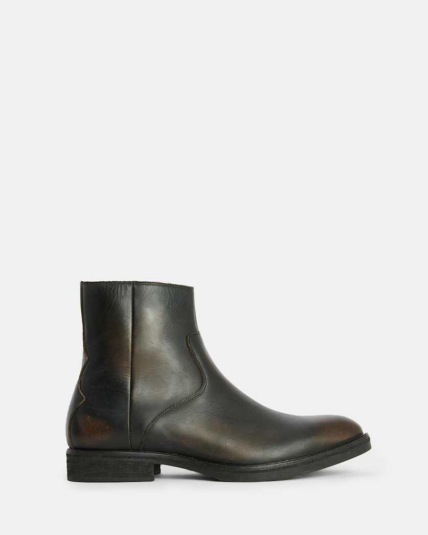 Lang Leather Zip Up Boots by ALLSAINTS