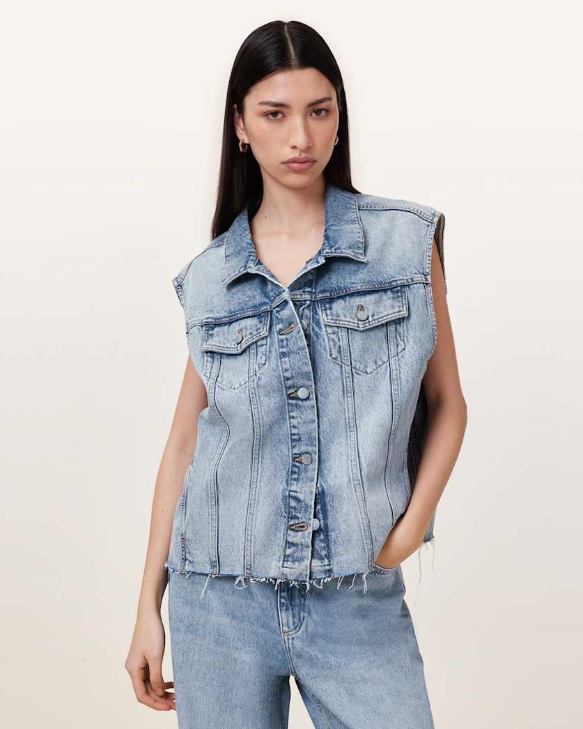 Laura Embellished Denim Waistcoat by ALLSAINTS