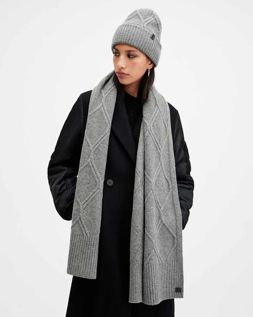 Laurie Cable Knit Brushed Scarf by ALLSAINTS