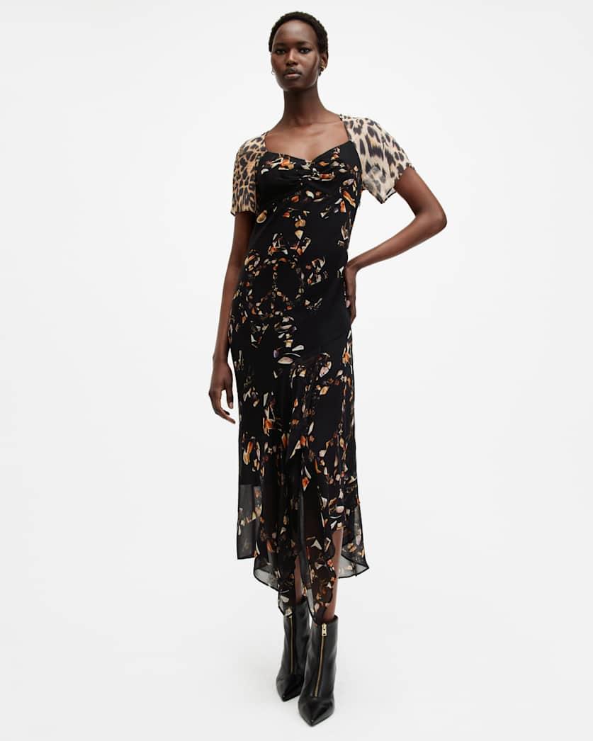 Leah Floral Print Midi Dress by ALLSAINTS
