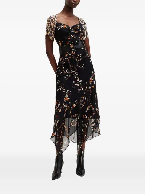 Leah animal-print asymmetric dress by ALLSAINTS