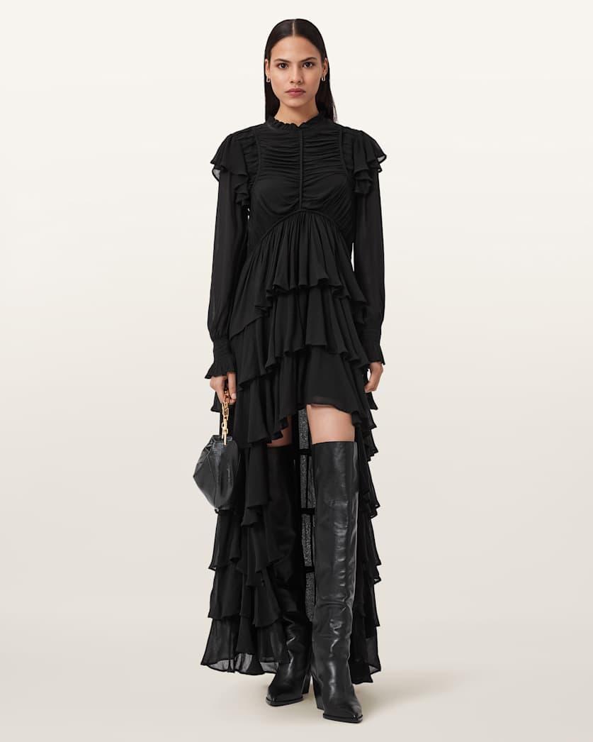 Leila Frill Maxi Dress by ALLSAINTS