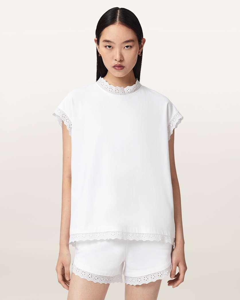Lele Lace Trim Cotton Tank Top by ALLSAINTS