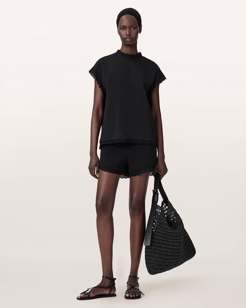 Lele Straight Fit Lace Trim Shorts by ALLSAINTS