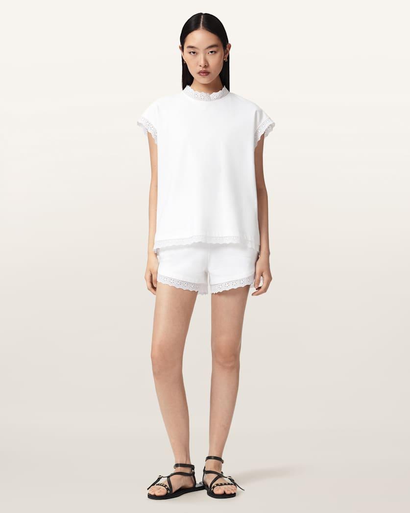 Lele Straight Fit Lace Trim Shorts by ALLSAINTS