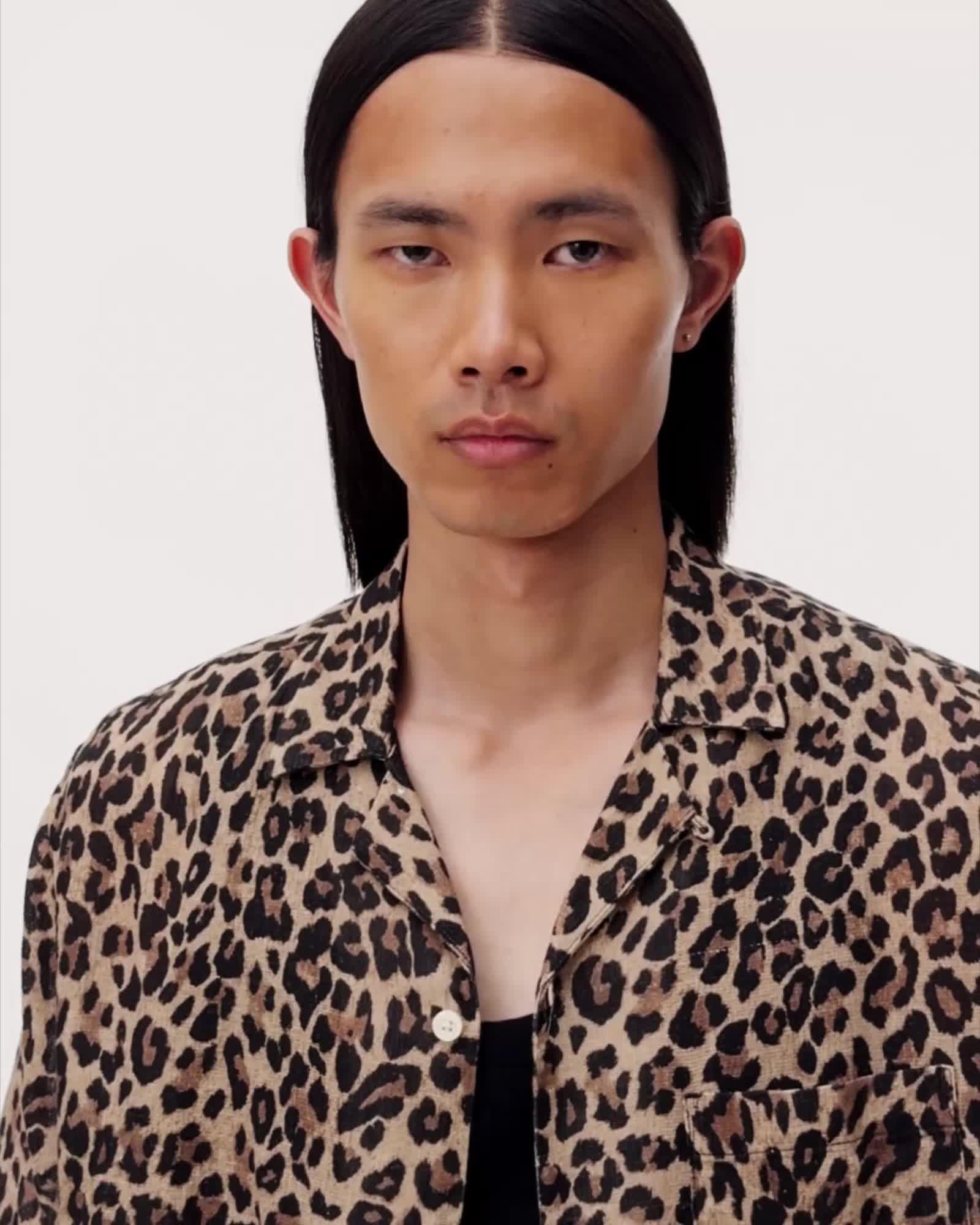 Leopardone Linen Blend Shirt by ALLSAINTS