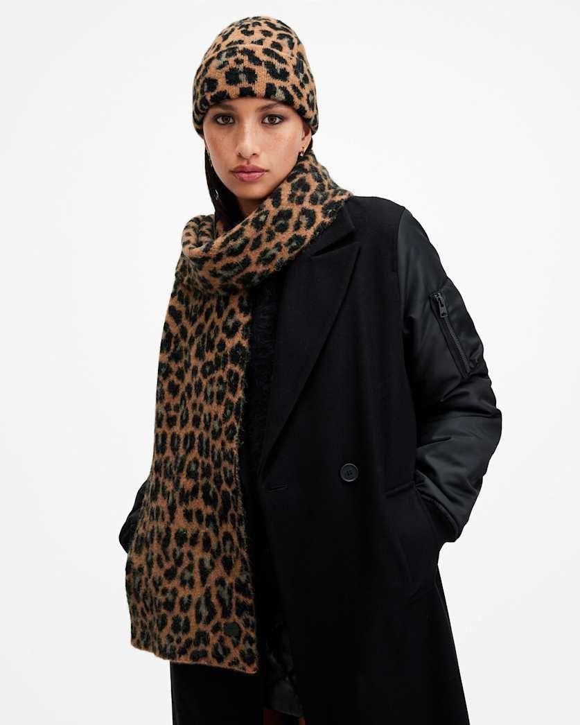 Lex Leopard Print Brushed Scarf by ALLSAINTS
