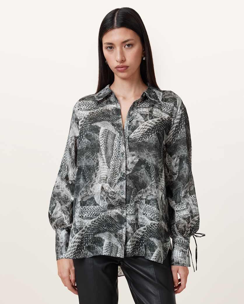 Leyla Silk Linen Blend Shirt by ALLSAINTS