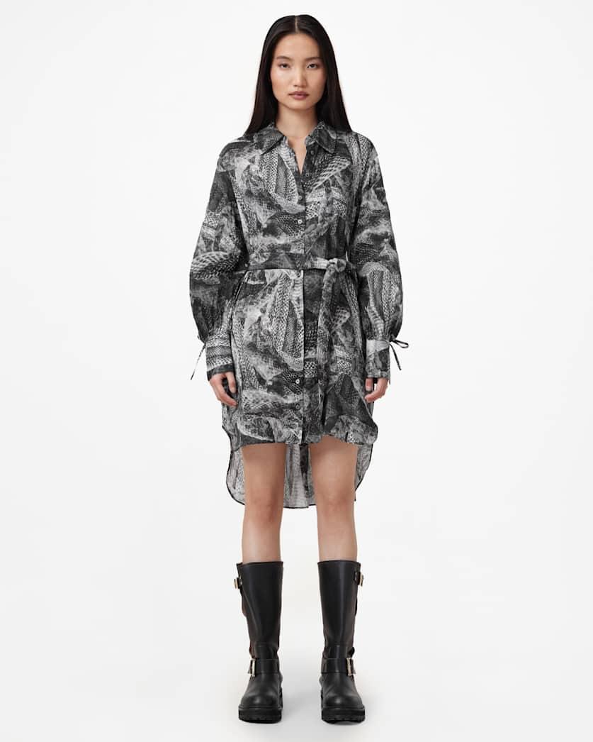 Leyla Silk Linen Blend Shirt Dress by ALLSAINTS