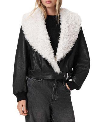 Libra Shearling Collar Bomber Jacket by ALLSAINTS
