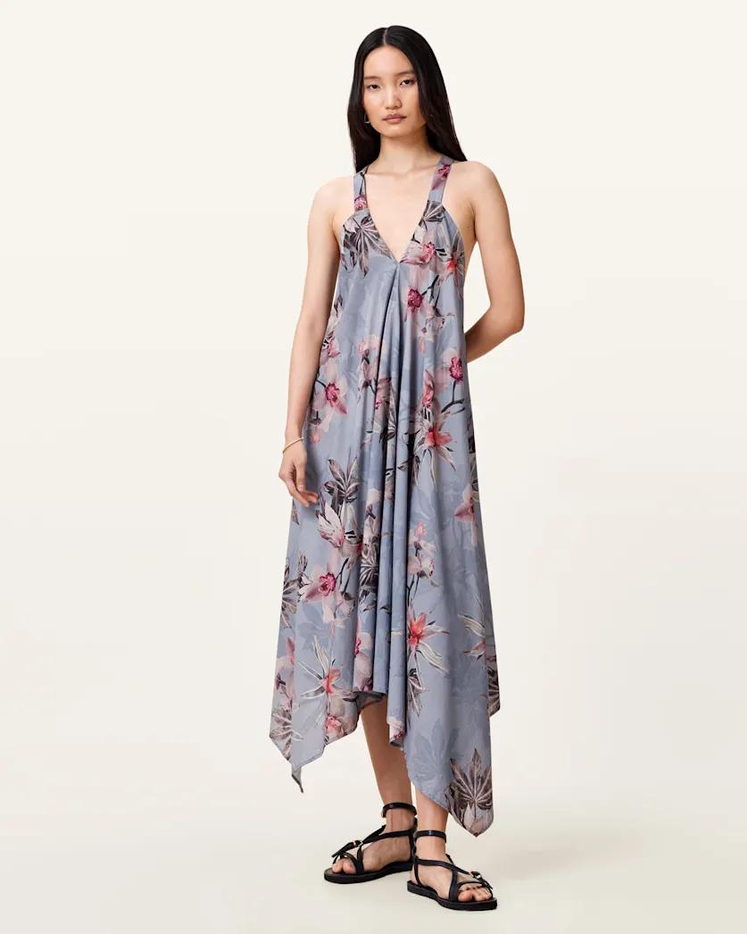 Lil Asymmetric Floral Print Midi Dress by ALLSAINTS