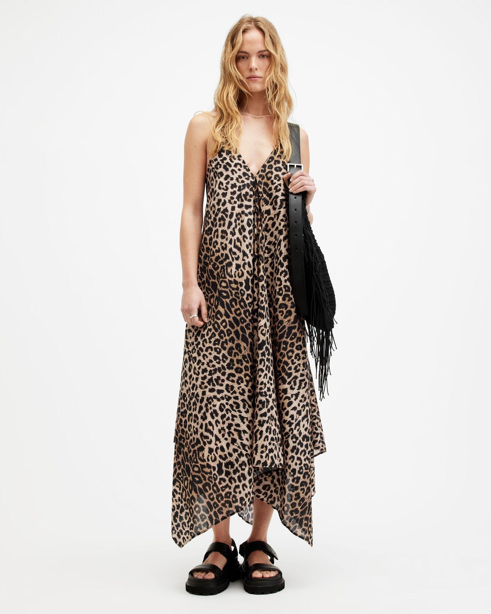 Lil Leopard Print Asymmetric Maxi Dress by ALLSAINTS