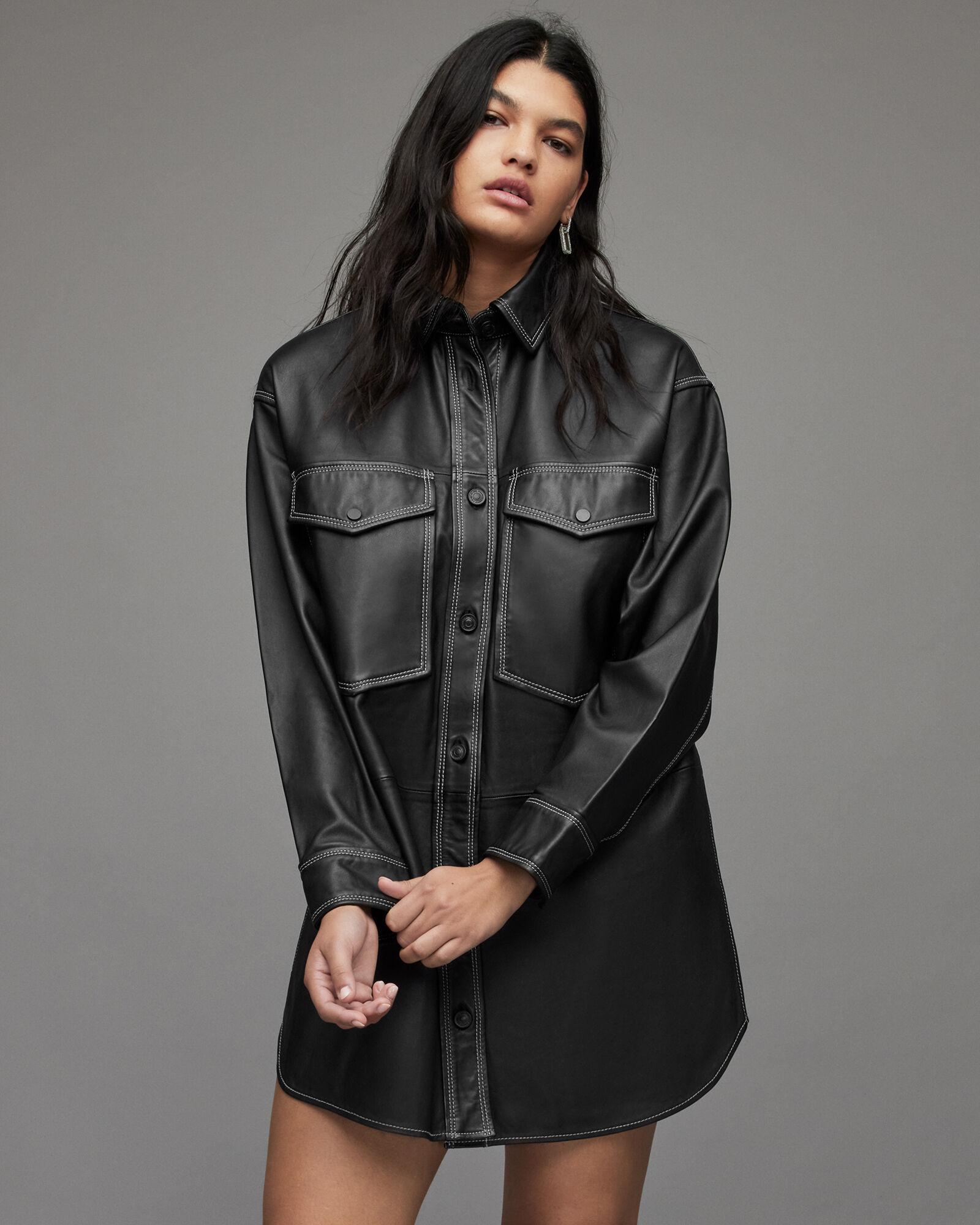 Lily Leather Shirt Dress by ALLSAINTS | jellibeans