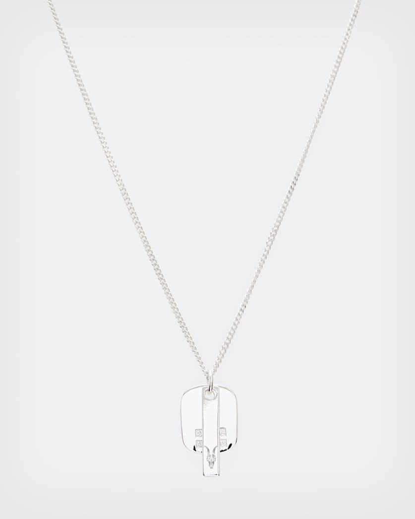 Logo Tag Sterling Silver Charm Necklace by ALLSAINTS