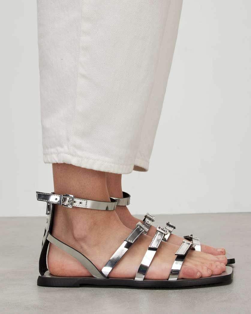 Lore Metallic Leather Gladiator Sandals by ALLSAINTS