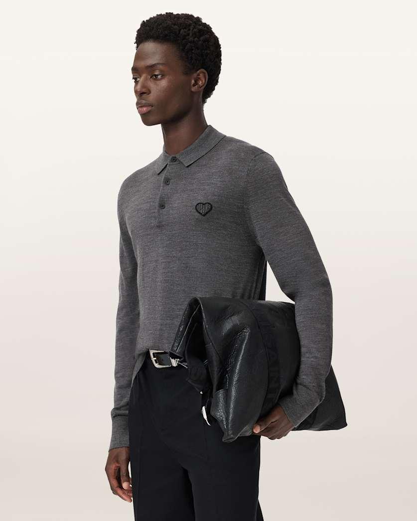 Lover Merino Long Sleeve Polo by ALLSAINTS
