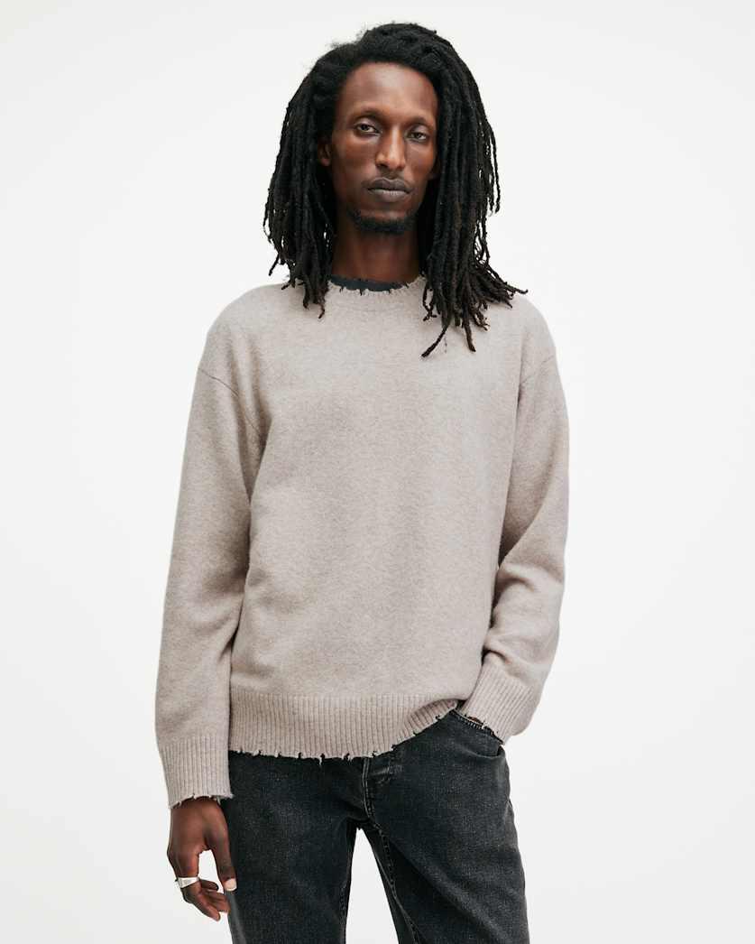 Luka Recycled Distressed Crew Neck Jumper by ALLSAINTS